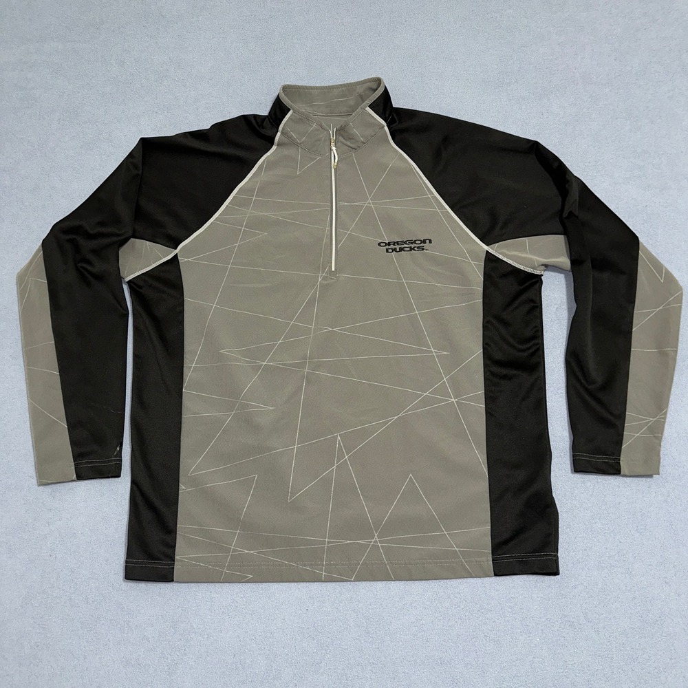 Antigua Athletic Quarter Zip Oregon Ducks Shirt Geometric Gray Mens Size XL
